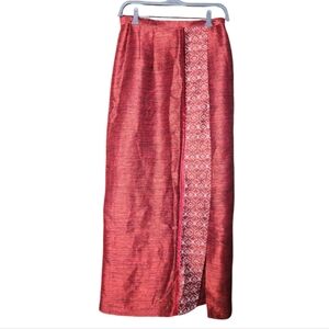 U-Turn Traditional Thai Inspired Red Maxi Skirt - Size L